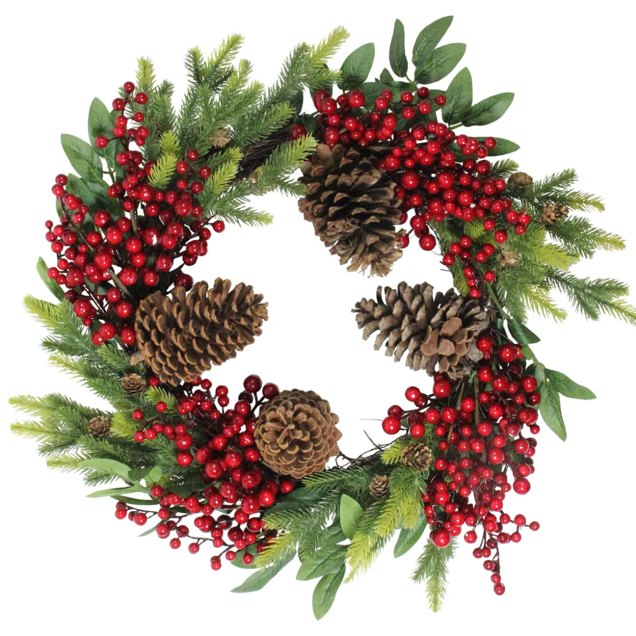 Real Touch™ Pinecone and Berry Artificial Christmas Wreath - 22" - Unlit