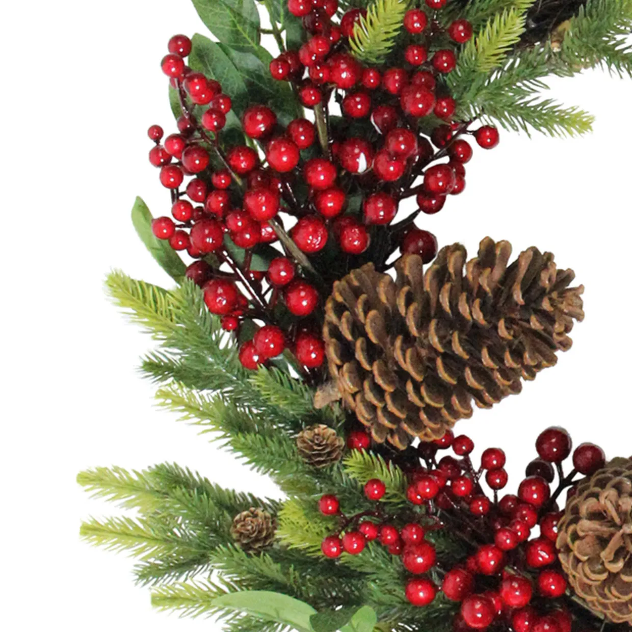 Real Touch™ Pinecone and Berry Artificial Christmas Wreath - 22" - Unlit