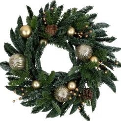 Real Touchâ„¢ Pre-Decorated Pine with Pine Cones Artificial Christmas Wreath - 22" - Unlit