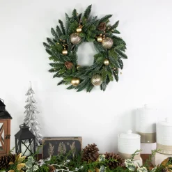 Real Touch™ Pre-Decorated Pine with Pine Cones Artificial Christmas Wreath - 22