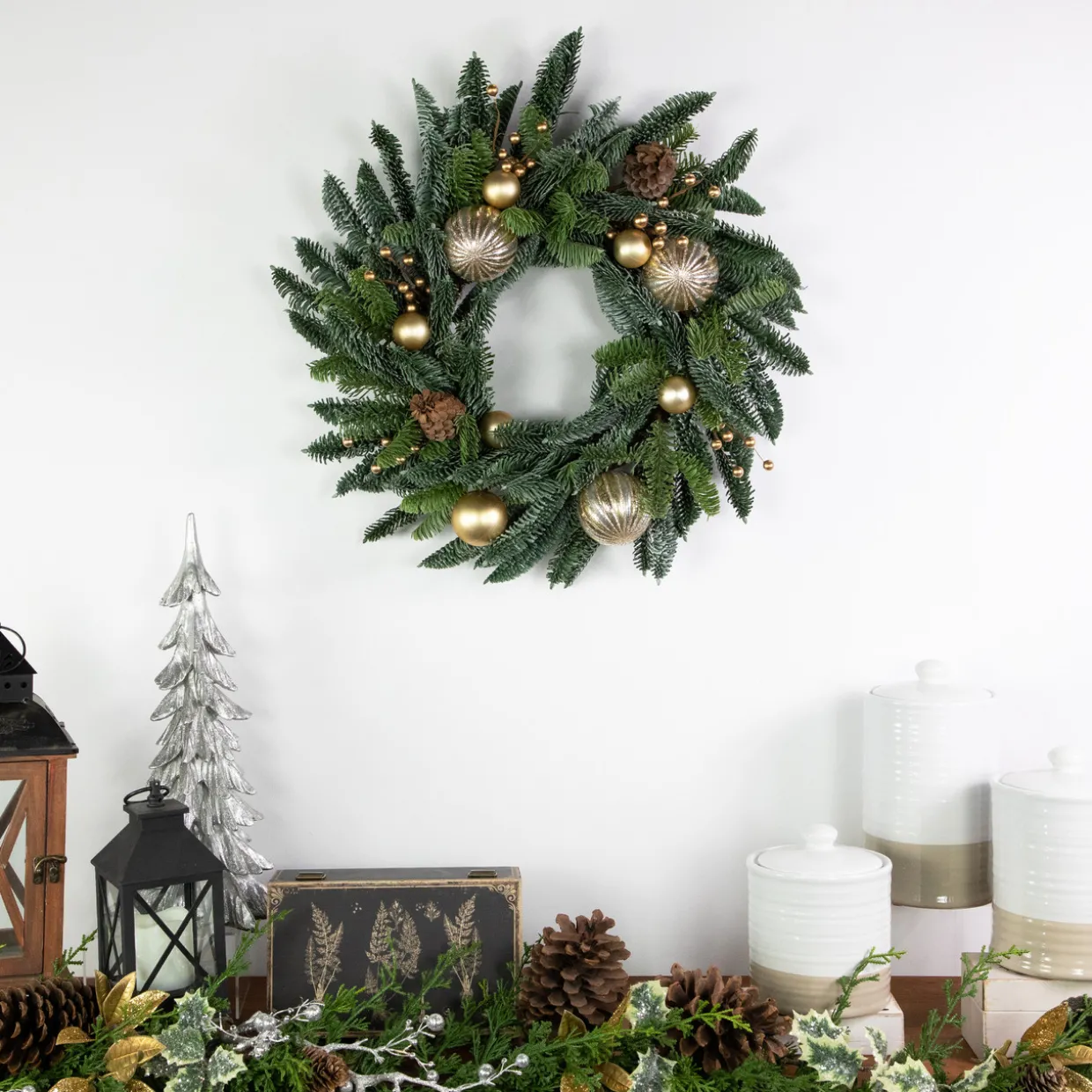 Real Touch™ Pre-Decorated Pine with Pine Cones Artificial Christmas Wreath - 22" - Unlit