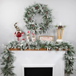 Real Touchâ„¢? Pre-Lit Flocked Mixed Rosemary Pine Artificial Christmas Garland - 9' x 14" - Warm White LED Lights