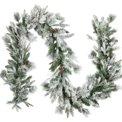 Real Touch™? Pre-Lit Flocked Mixed Rosemary Pine Artificial Christmas Garland - 9' x 14" - Warm White LED Lights