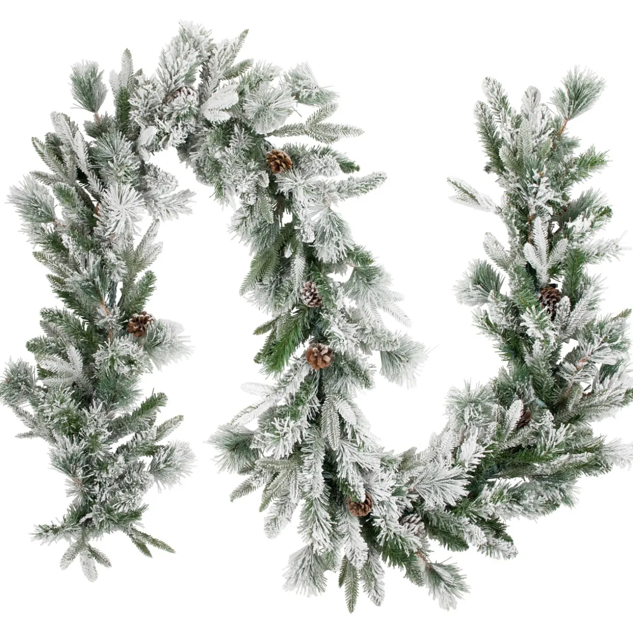 Real Touch™? Pre-Lit Flocked Mixed Rosemary Pine Artificial Christmas Garland - 9' x 14" - Warm White LED Lights