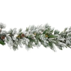 Real Touch™? Pre-Lit Flocked Mixed Rosemary Pine Artificial Christmas Garland - 9' x 14