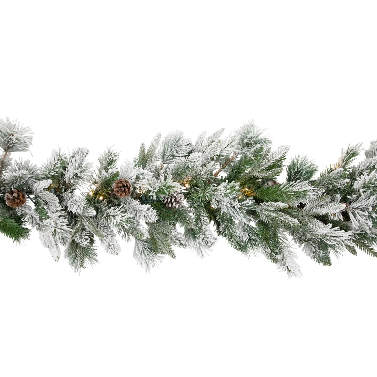 Real Touch™? Pre-Lit Flocked Mixed Rosemary Pine Artificial Christmas Garland - 9' x 14" - Warm White LED Lights
