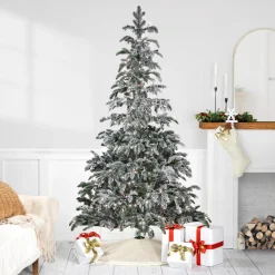 Real Touch™? Pre-Lit Full Flocked Whistler Noble Fir Artificial Christmas Tree - 6.5' - Clear Lights
