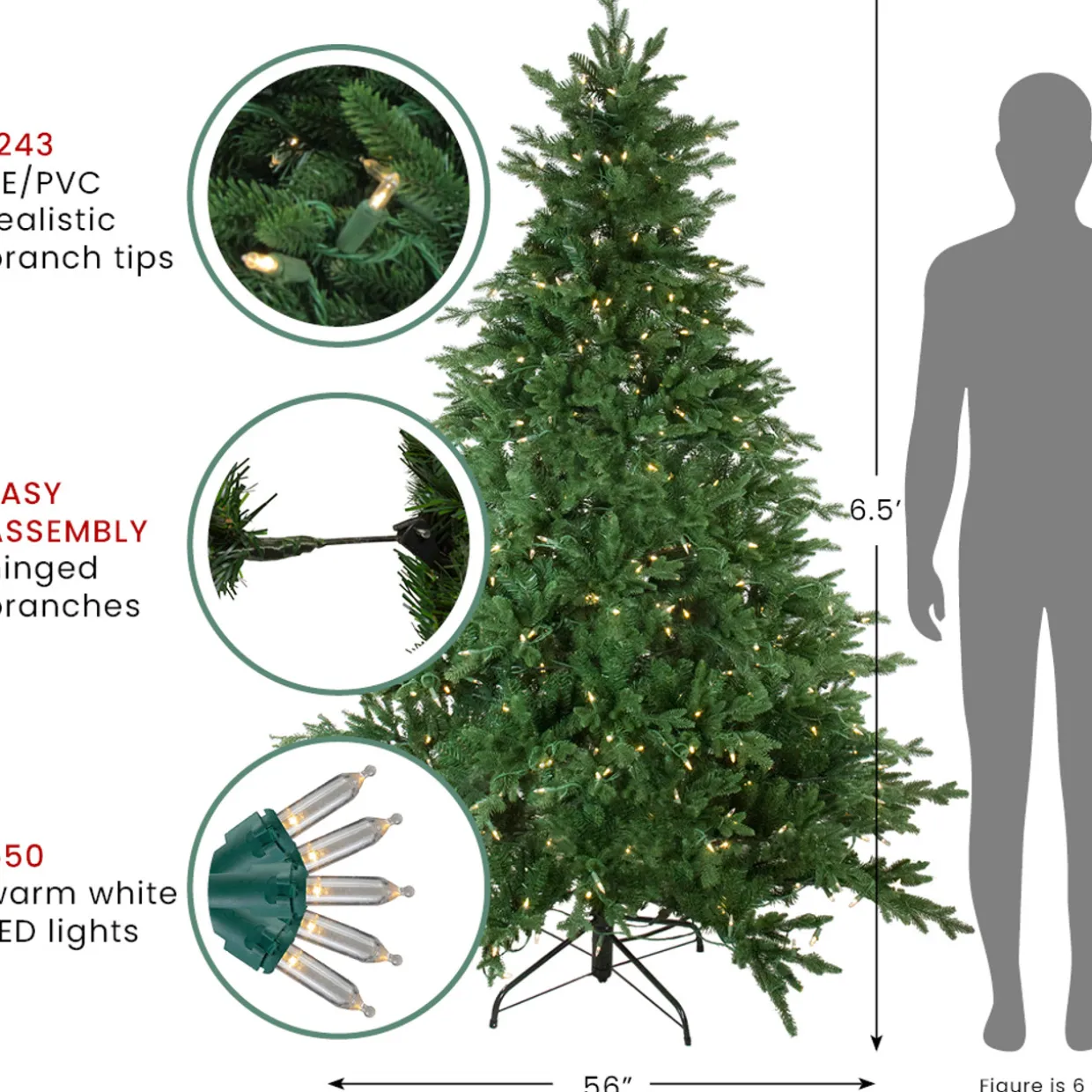 Real Touch™? Pre-Lit Full Minnesota Balsam Fir Artificial Christmas Tree - 6.5' - Warm White LED