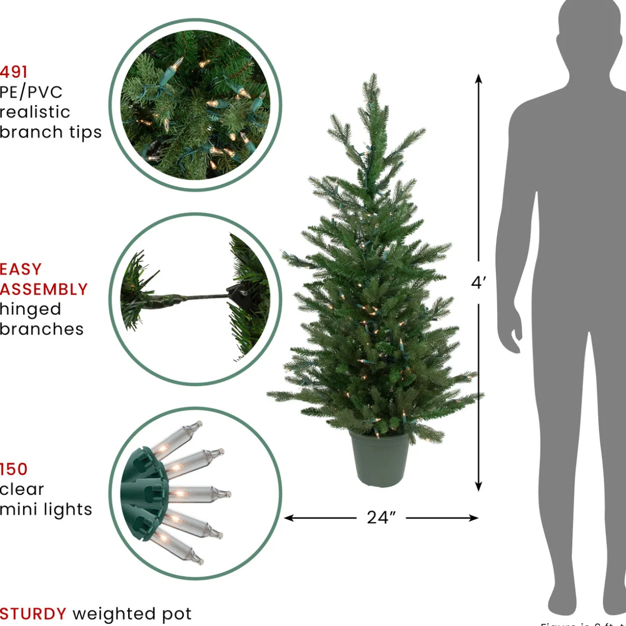 Real Touch™ Pre-Lit Grande Spruce Artificial Potted Christmas Tree - 4' - Clear Lights