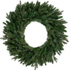 Real Touchâ„¢ Pre-Lit Grande Spruce Artificial Christmas Wreath - 48" - Clear Lights