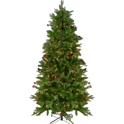 Real Touch™? Pre-Lit Medium Mixed Winter Berry Pine Artificial Christmas Tree - 7.5' - Clear Lights