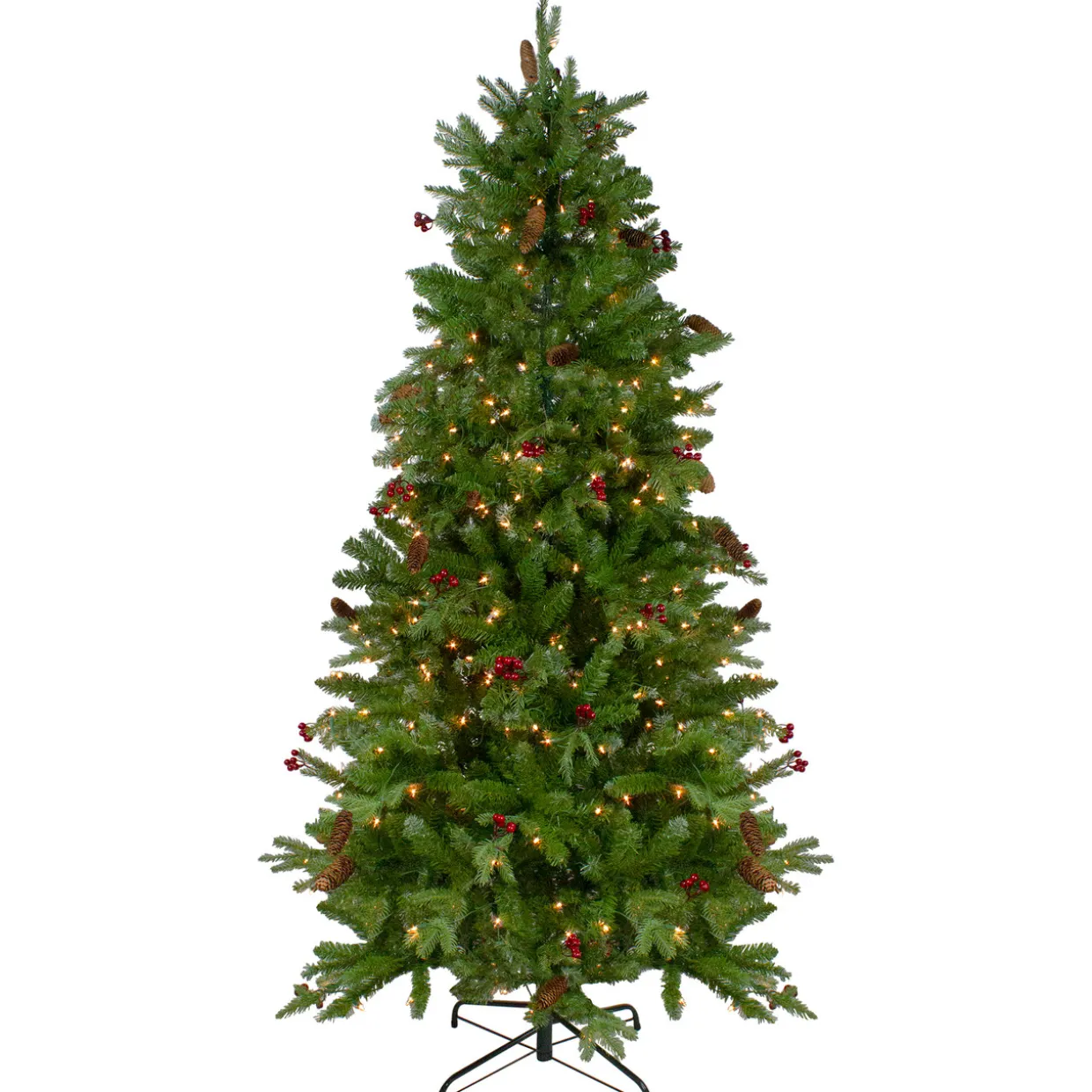 Real Touch™? Pre-Lit Medium Mixed Winter Berry Pine Artificial Christmas Tree - 7.5' - Clear Lights