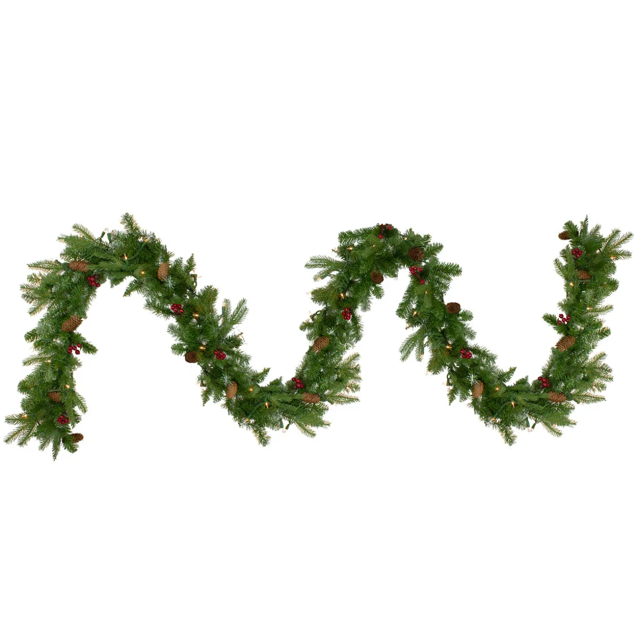 Real Touch™? Pre-Lit Mixed Winter Berry Pine Artificial Christmas Garland - 9' x 12" - Clear Lights