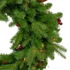 Real Touch™? Pre-Lit Mixed Winter Berry Pine Artificial Christmas Wreath - 24" - Clear Lights