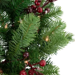 Real Touch™? Pre-lit Noble Fir with Berries Artificial Christmas Wreath - 24