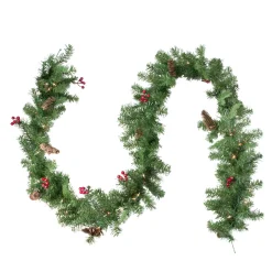 Real Touch™? Pre-Lit Noble Fir with Berries Artificial Christmas Garland - 9' x 10" - Clear Lights