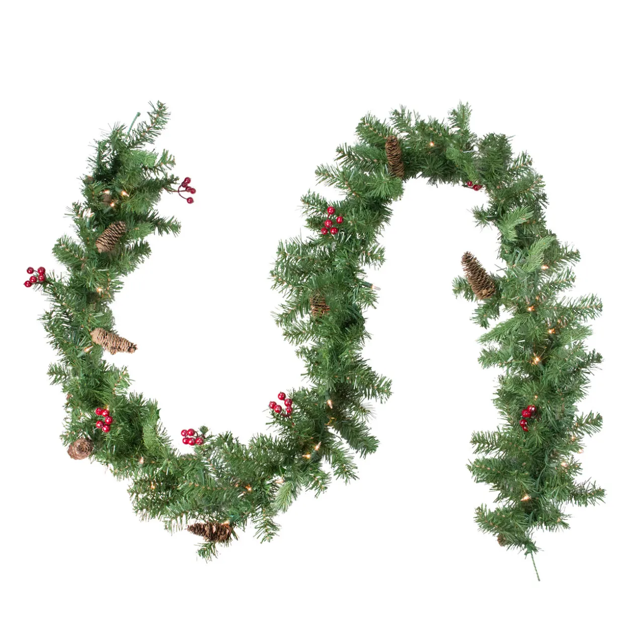 Real Touch™? Pre-Lit Noble Fir with Berries Artificial Christmas Garland - 9' x 10" - Clear Lights