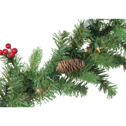 Real Touch™? Pre-Lit Noble Fir with Berries Artificial Christmas Garland - 9' x 10" - Clear Lights