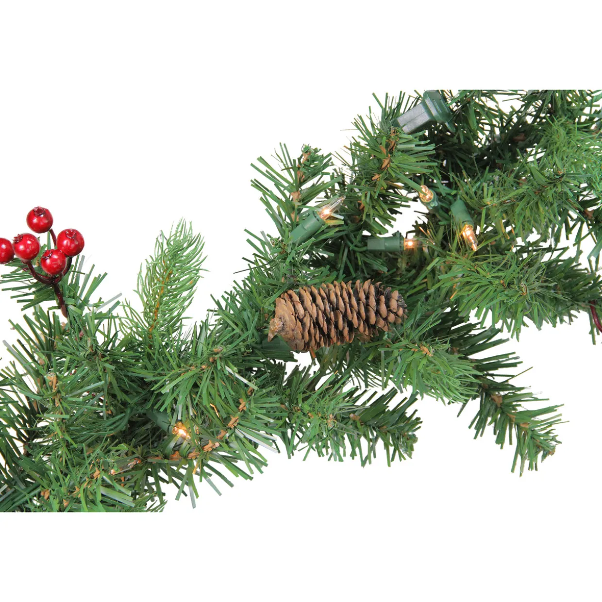 Real Touch™? Pre-Lit Noble Fir with Berries Artificial Christmas Garland - 9' x 10" - Clear Lights