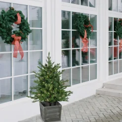 Real Touchâ„¢? Pre-Lit Potted Deluxe Russian Pine Artificial Christmas Tree - 4' - Warm White LED Lights