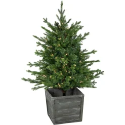 Real Touch™? Pre-Lit Potted Deluxe Russian Pine Artificial Christmas Tree - 4' - Warm White LED Lights