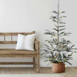 Real Touch™? Pre-Lit Slim Flocked Nordmann Fir Artificial Christmas Tree - 6.5' - Warm Clear LED Lights