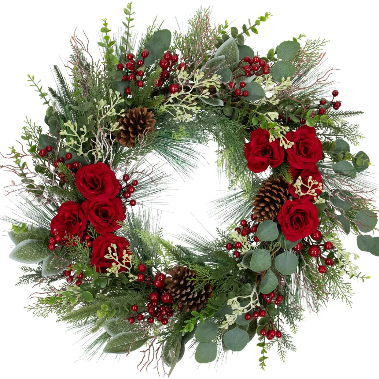 Real Touch™? Roses and Berries Artificial Christmas Wreath - 30" - Unlit