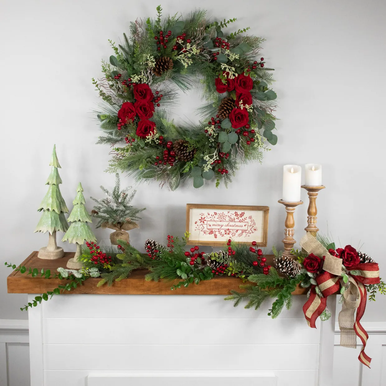 Real Touch™? Roses and Berries Artificial Christmas Wreath - 30" - Unlit