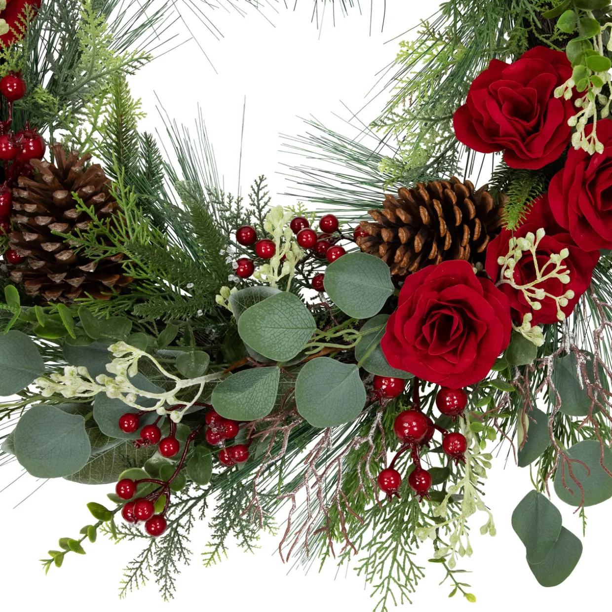 Real Touch™? Roses and Berries Artificial Christmas Wreath - 30" - Unlit