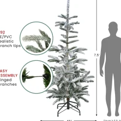Real Touch™? Slim Flocked Nordmann Fir Artificial Christmas Tree - Unlit - 7.5'