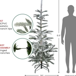 Real Touch™? Slim Flocked Nordmann Fir Artificial Christmas Tree - Unlit - 6.5'