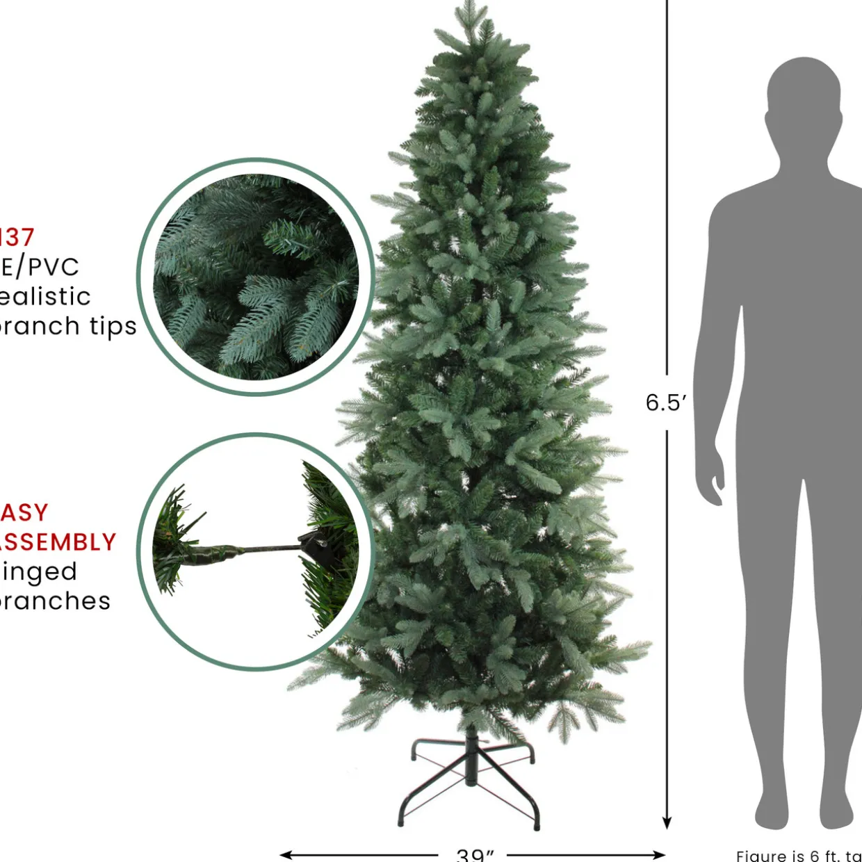 Real Touch™? Slim Washington Frasier Fir Artificial Christmas Tree - Unlit - 6.5'