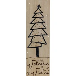 Rectangular "Welcome Winter" Christmas Tree Wooden Wall Sign - 15.75"