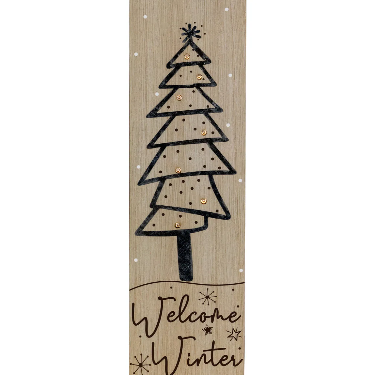 Rectangular "Welcome Winter" Christmas Tree Wooden Wall Sign - 15.75"