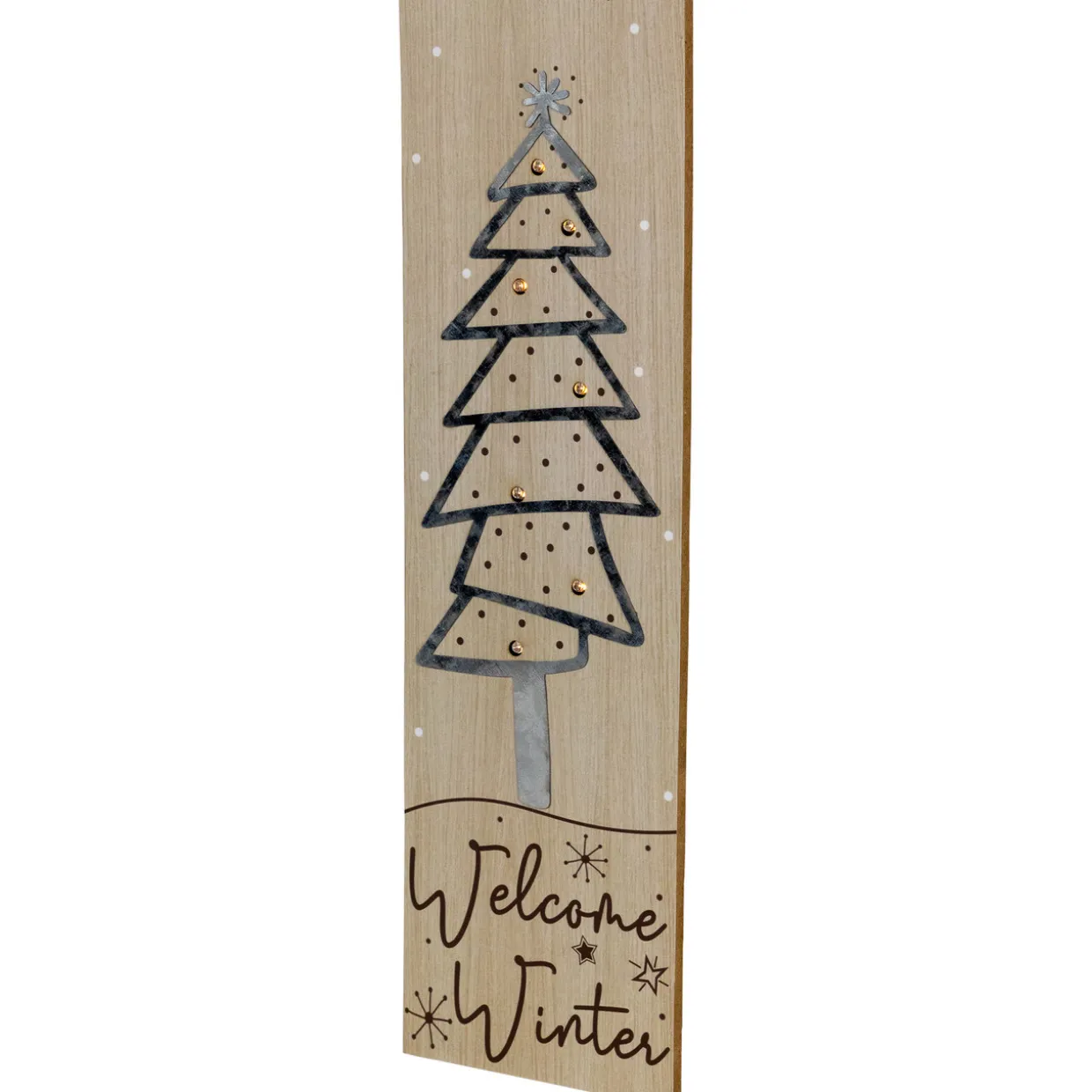 Rectangular "Welcome Winter" Christmas Tree Wooden Wall Sign - 15.75"