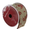 Red and Beige Christmas Tree Wired Craft Ribbon 2.5" x 10 Yards
