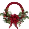 Red and Black Buffalo Plaid and Berry Artificial Christmas Wreath - 24-Inch, Unlit