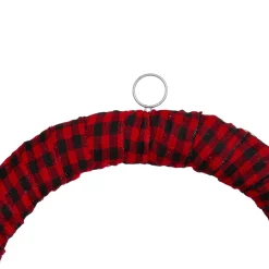Red and Black Buffalo Plaid and Berry Artificial Christmas Wreath - 24-Inch, Unlit