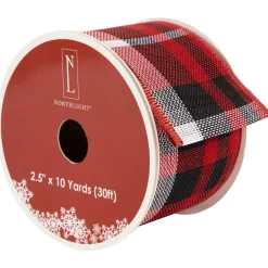 Red and Black Plaid Wired Craft Christmas Ribbon 2.5" x 10 Yards