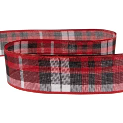 Red and Black Plaid Wired Craft Christmas Ribbon 2.5