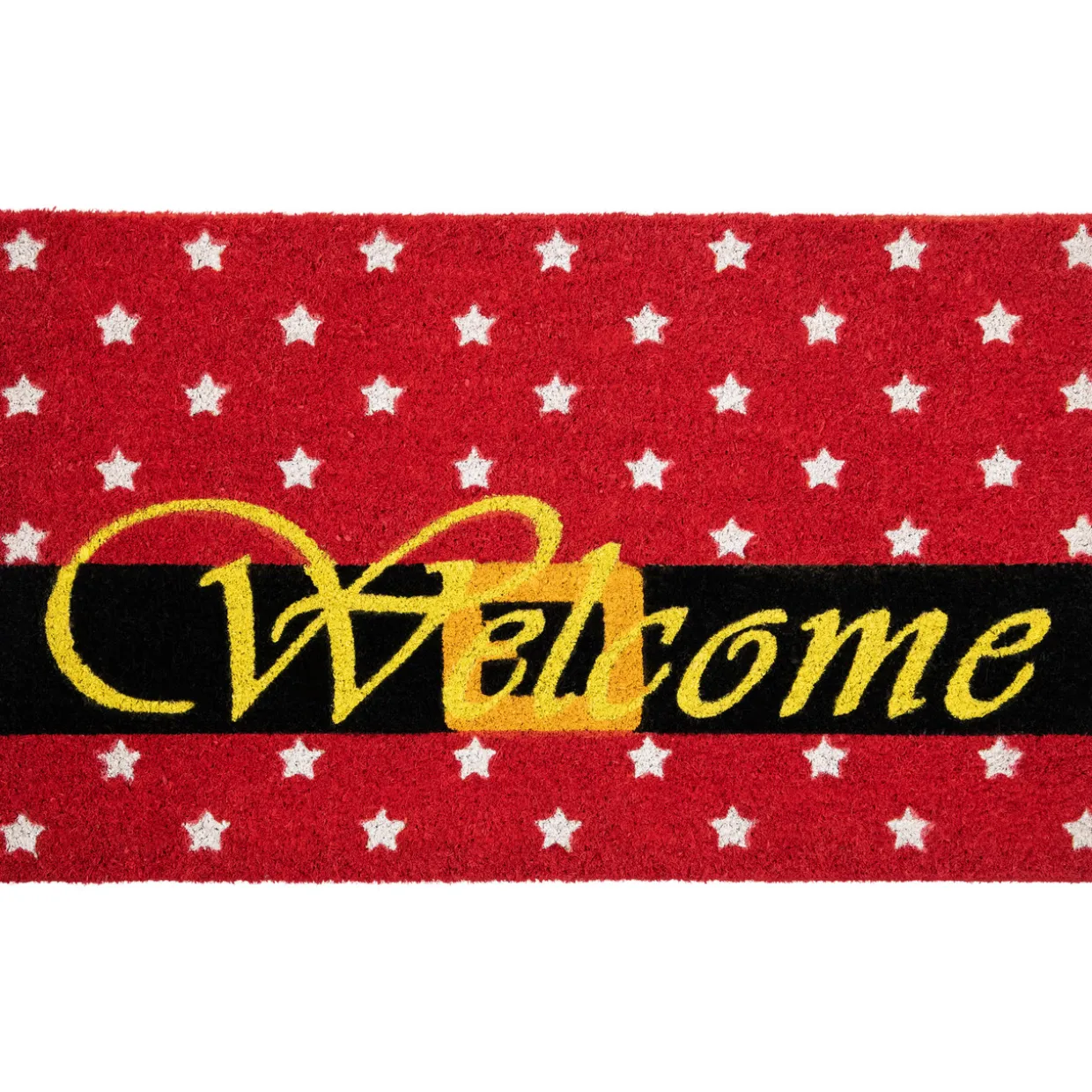 Red and Black Santa Suit Buckle "Welcome" Coir Christmas Outdoor Doormat 18" x 30"