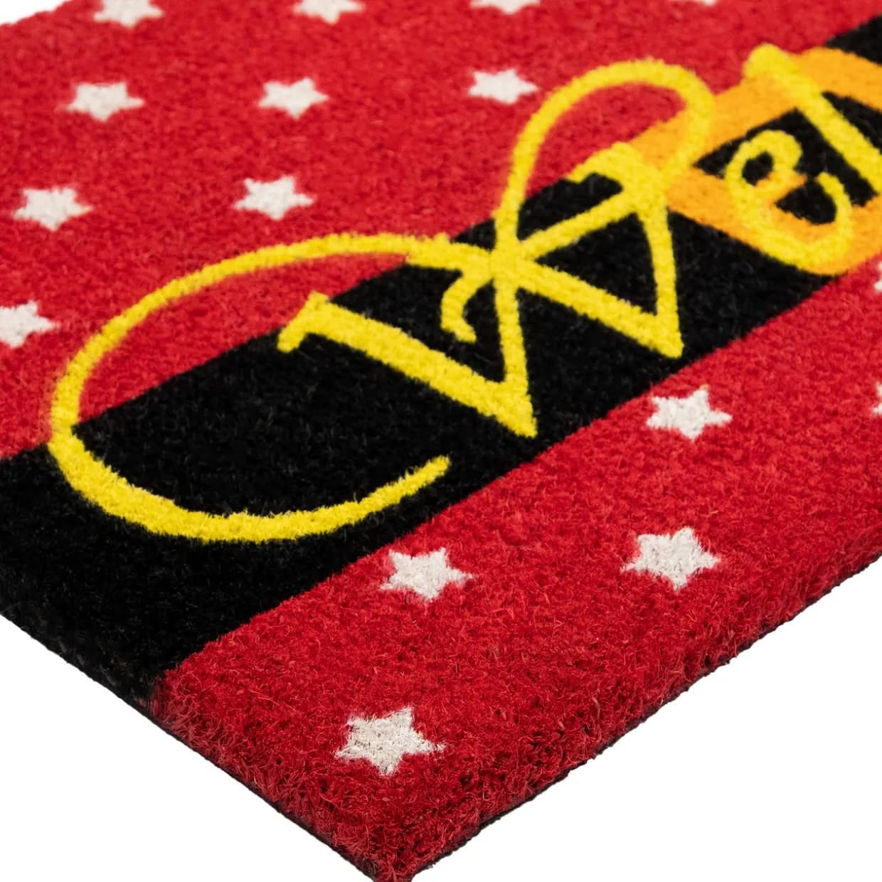 Red and Black Santa Suit Buckle "Welcome" Coir Christmas Outdoor Doormat 18" x 30"