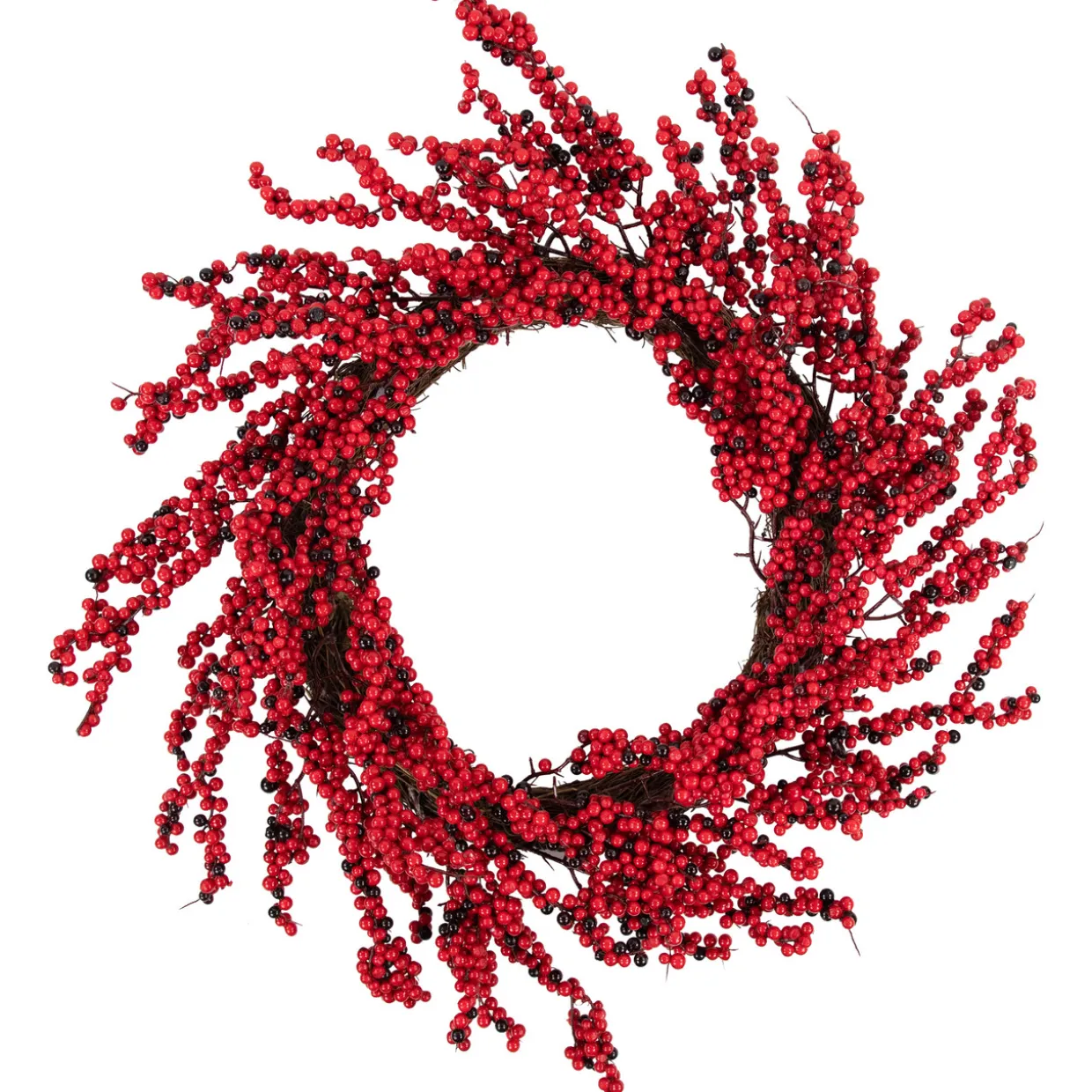 Red and Burgundy Berry Artificial Christmas Wreath, 22-Inch Unlit