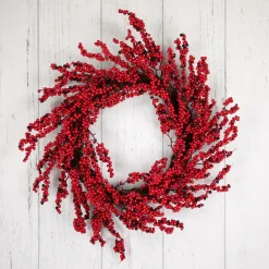 Red and Burgundy Berry Artificial Christmas Wreath, 22-Inch Unlit