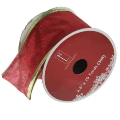 Red and Gold Solid Christmas Wired Craft Ribbon 2.5" x 10 Yards