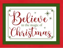 Red and Green Believe in the Magic of Christmas 12.5" x 16.5" Framed Christmas Wall Decor Sign Poster in a Natural Wooden Frame with UV Acrylic