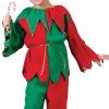Red and Green Elf Plush Unisex Child Christmas Costume - Large