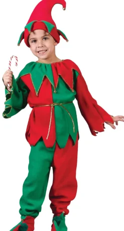 Red and Green Elf Plush Unisex Child Christmas Costume - Large