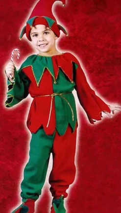Red and Green Elf Plush Unisex Child Christmas Costume - Large