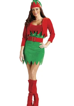 Red and Green Elfalicious Elf Women Adult Christmas Costume - Medium